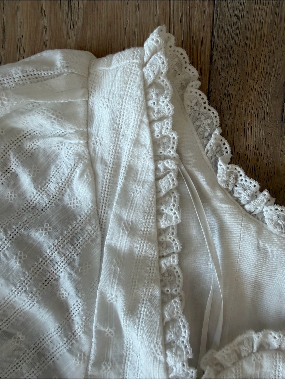 LUSH White Cottagecore Eyelet Mini Dress - Size Large - Picture 3 of 6